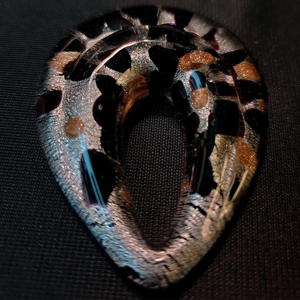 Pandant Sticla de Murano negru cu insertii arginti