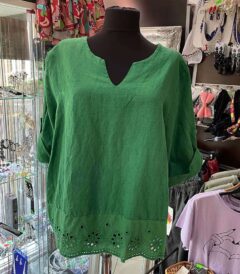 Bluza dama in _V_ verde iarba din in bluza 5 bluza din in