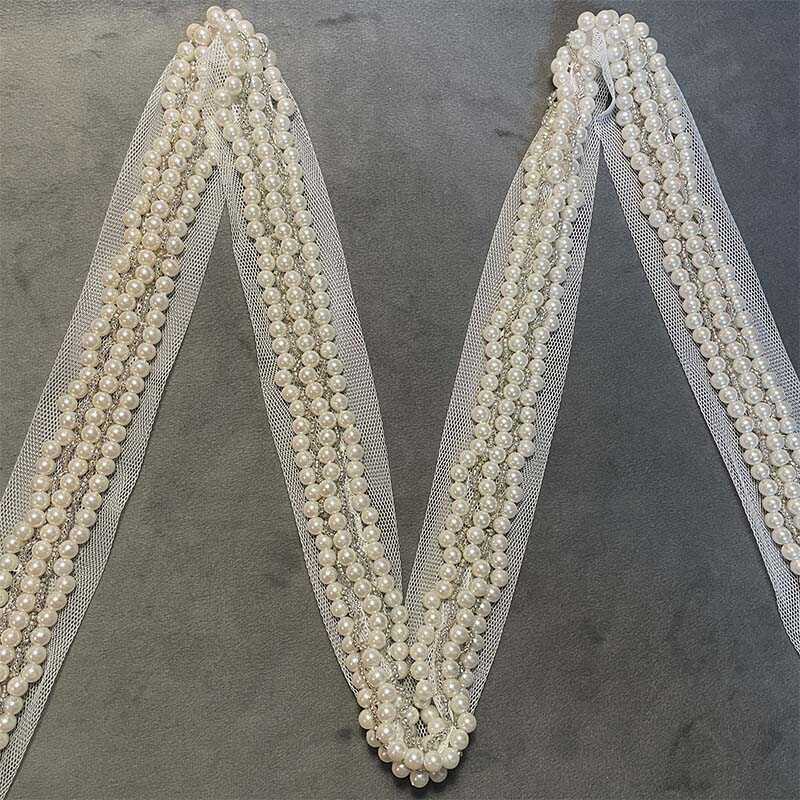 Banda decorativa cu perle si margele BAND-0029