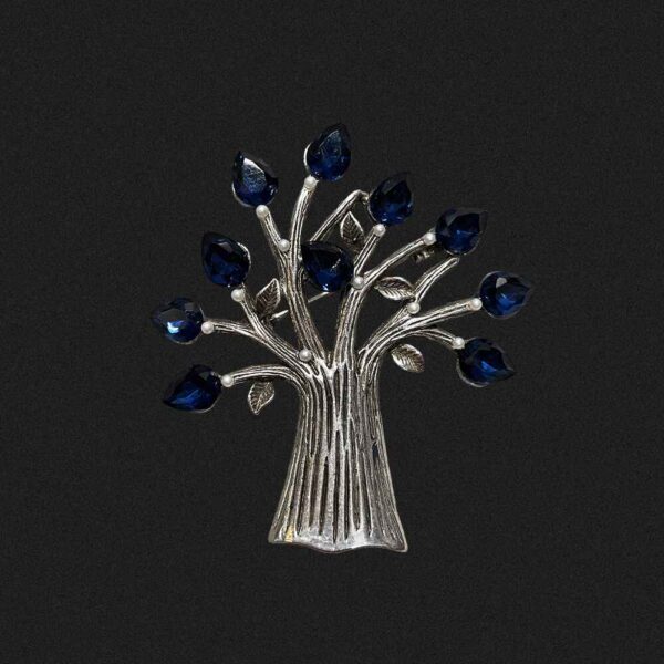 Brosa copac cu perle si strasuri albastre BROS-0012