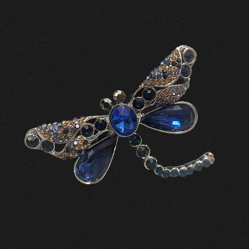 Brosa libelula cu cristale albastre BROS-0034