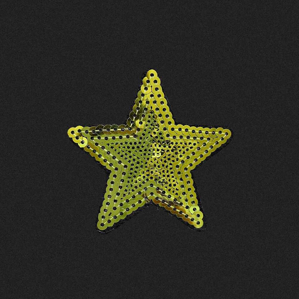 Emblema stea cu paiete verde kaki EMBT-0016V
