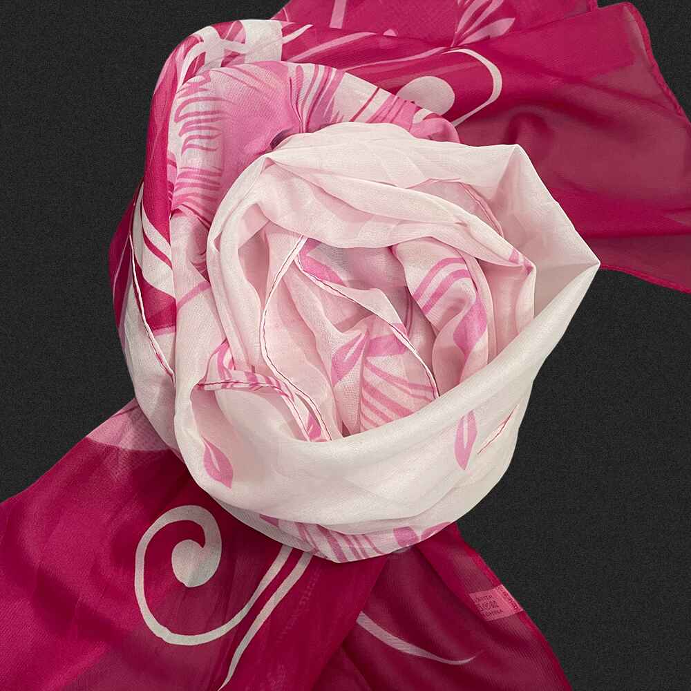 Esarfa roz-trandafiriu cu desen floral ESADI-04